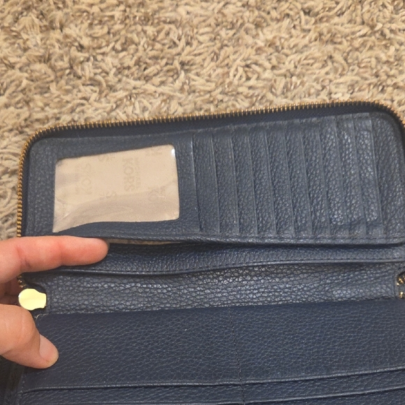 Michael Kors Navy Leather Wristlet with Gold Accents - Picture 5 of 7
